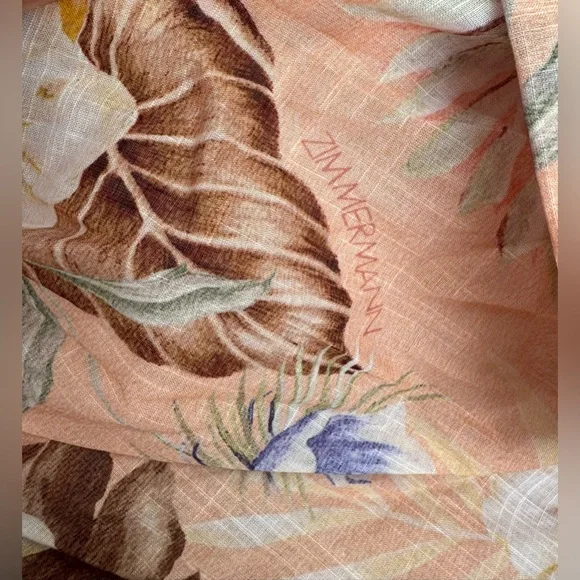 Zimmermann Coco Floral Print Bow Detail Mini Dress Peach Multi Various Size - Picture 10 of 16